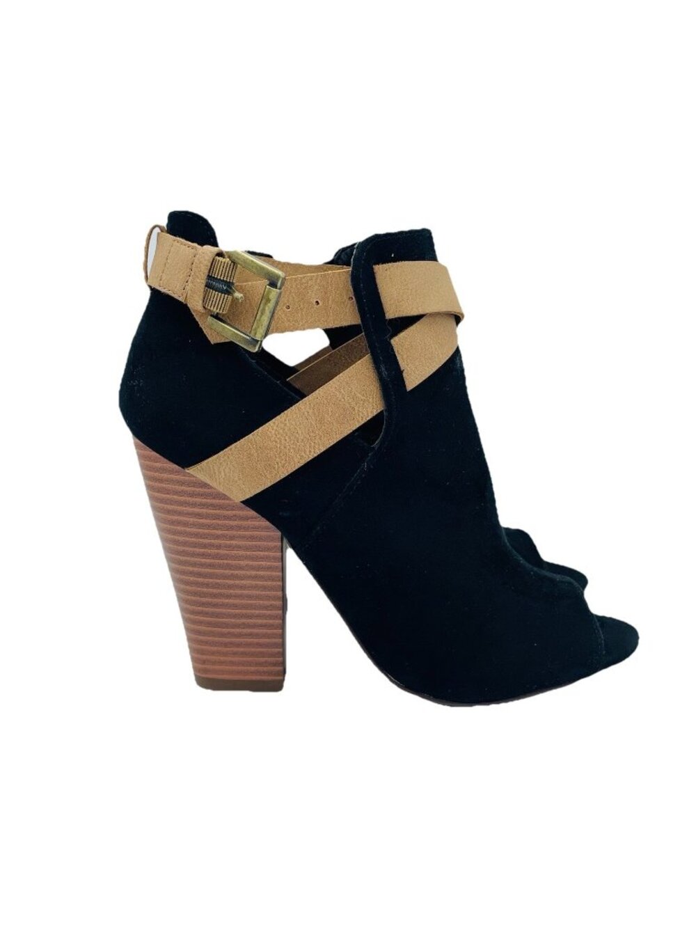 Just Fab Shoes Womens Size 7 Black Faux Suede Denene High Heeled Ankle Booties